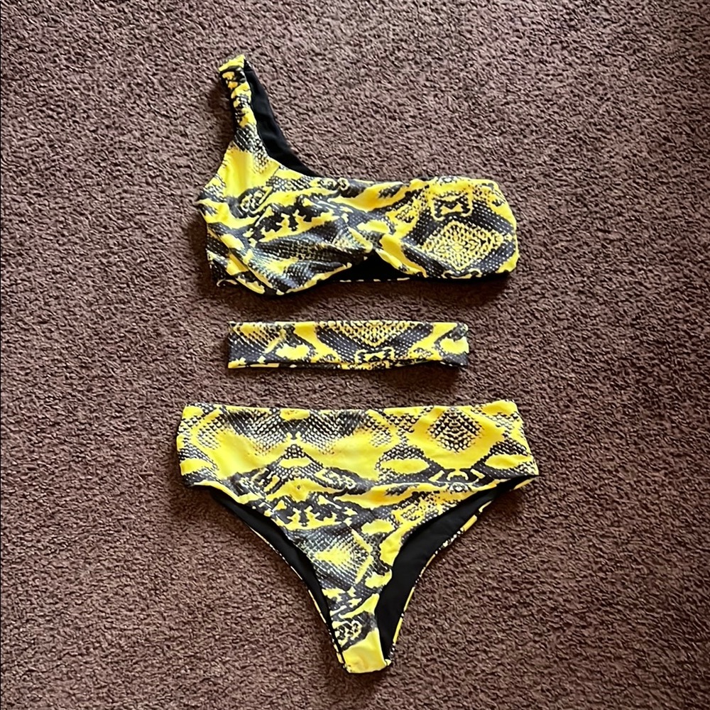 Yellow Snake Print Bikini Set